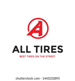 Circle logo with initial letter A and road markings symbol