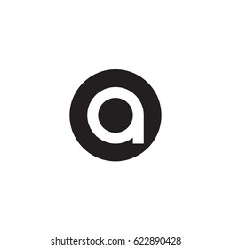 circle a logo, initial logo oa, ao, a inside o rounded letter negative space logo black