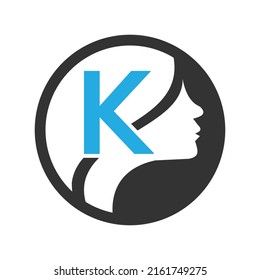 circle logo in the  K   Vector design template elements for your application or company identity.with weman circle
 letter Reverse icon . illustration can be used for web and mobile graphic design, lo