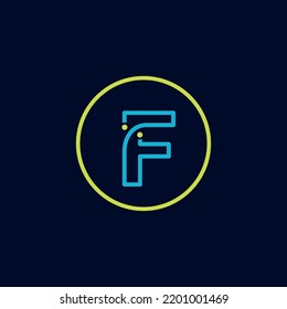 Circle IT logo letter F tech software digital logo