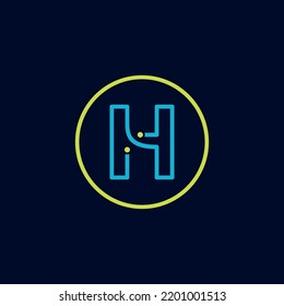 Logo de Circle IT letra del software de tecnología H logotipo digital