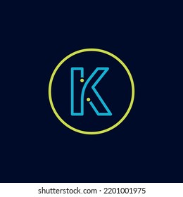 Logotipo Circle IT letra del logotipo del software de tecnología K logotipo digital