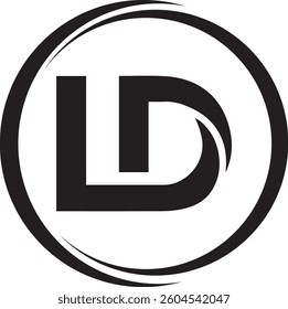 Circle logo with the letter LD inside. letters connecting with circles. Logo circle modern abstract