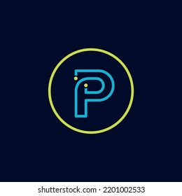 Circle IT logo letter P tech software digital logo