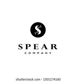 circle logo with letter s of spear design concept