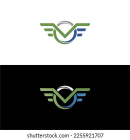 letra de logotipo circular alas vm