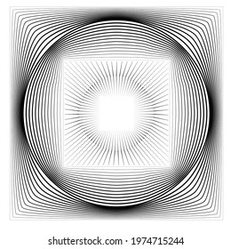 Circle Logo with lines and halftone dots .Square unusual icon Design .frame with Vector stripes .