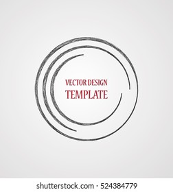 Circle Logo with lines. Ring unusual icon Design template . Rounded Frame with Vector stripes . Grunge Brush Stroke. Vector Illustration.   