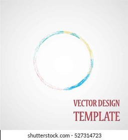 Circle Logo with lines. Ring unusual icon Design template . Rounded Frame with Vector stripes . Grunge Brush Stroke. Vector Illustration. 