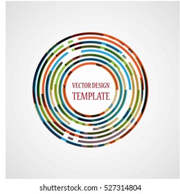 Circle Logo with lines. Ring unusual icon Design template . Rounded Frame with Vector stripes . Grunge Brush Stroke. Vector Illustration. 