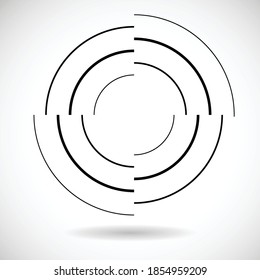 Circle Logo with lines. Round unusual icon Design .frame with Vector stripes .