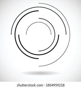 Circle Logo mit Linien. Runde ungewöhnliche Icon Design .frame mit Vektorstreifen.