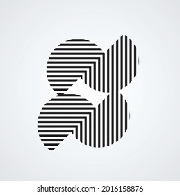 Circle Logo with lines. Unusual icon Design .frame with Vector stripes .Geometric shape.
