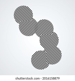 Logotipo de círculo con líneas. Icono inusual Diseño .frame con franjas vectoriales .Forma geométrica.