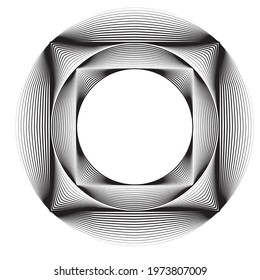 Circle Logo with lines.Square unusual icon Design .frame with Vector stripes .