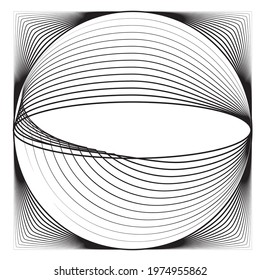 Circle Logo with lines.Square unusual icon Design .frame with Vector stripes .