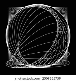 Circle Logo with lines.Square unusual icon Design .frame with Vector stripes .