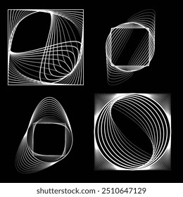 Circle Logo with lines.Square unusual icon Design .frame with Vector stripes .