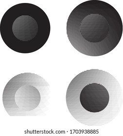 Logotipo circular con líneas.Icono inusual Diseño .Fondo con rayas vectoriales. Forma geométrica.