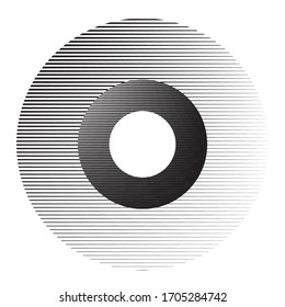 Circle Logo with lines.unusual icon Design .Background with Vector stripes .Geometric shape.