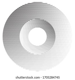 Logotipo circular con líneas.Icono inusual Diseño .Fondo con rayas vectoriales. Forma geométrica.