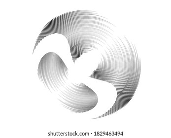 Circle Logo with lines.unusual icon Design .Background with Vector stripes .Geometric shape.