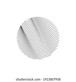 Circle Logo with lines.unusual icon Design .Background with Vector stripes .Geometric shape.