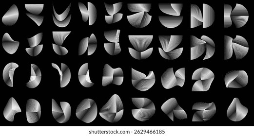 Logotipo de círculo con líneas. Diseño de icono inusual. Fondo con rayas de Vector. Forma geométrica.
