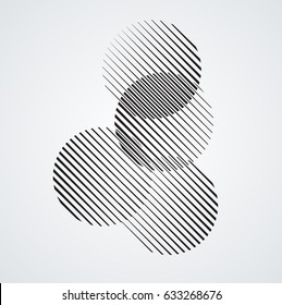 Circle Logo with lines.unusual icon Design .Background with Vector stripes .Geometric shape.