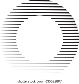 Circle Logo with lines.unusual icon Design .Background with Vector stripes .Geometric shape.