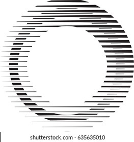Circle Logo with lines.unusual icon Design .Background with Vector stripes .Geometric shape.