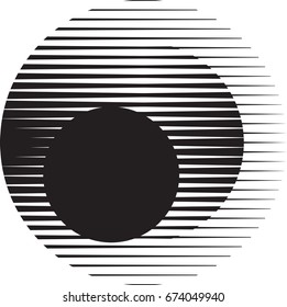 Circle Logo with lines.unusual icon Design .Background with Vector stripes .Geometric shape.