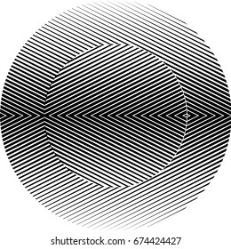 Circle Logo with lines.unusual icon Design .Background with Vector stripes .Geometric shape.