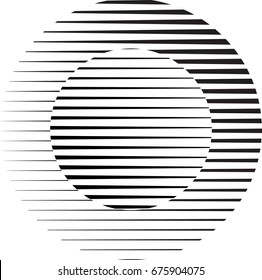 Circle Logo with lines.unusual icon Design .Background with Vector stripes .Geometric shape.