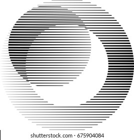 Circle Logo with lines.unusual icon Design .Background with Vector stripes .Geometric shape.
