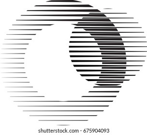 Circle Logo with lines.unusual icon Design .Background with Vector stripes .Geometric shape.