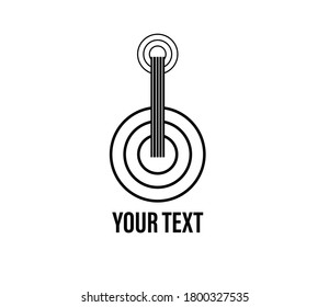 logotipo de círculo hacer un concepto de guitarra con línea a línea