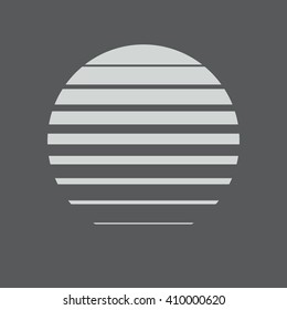 Circle logo. Minimal abstract symbol. Sacred geometry. Dark grey background. Stock vector.