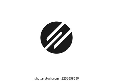 Circle logo with negative shapes. the logo is color in gray black color.