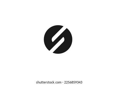 Circle logo with negative shapes. the logo is color in gray black color.