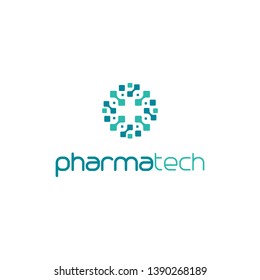 circle logo pharmacy with techno style design inspiration 