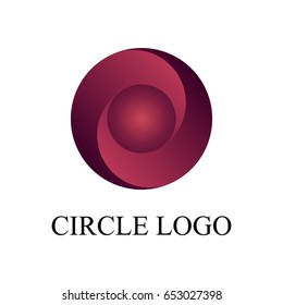 Circle logo in pink color. Vector illustration.