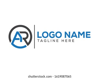 Creative abstract AR circle logo shape uses a simple and clean concept for company or branding identity 