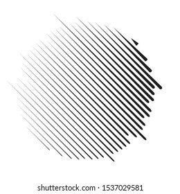 Circle Logo with speed lines.Round unusual icon Design .Black Vector stripes .Geometric shape.