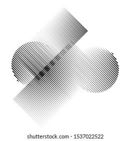 Circle Logo with speed lines.Square unusual icon Design .Black Vector stripes .Geometric shape.