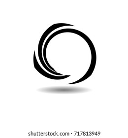 circle Logo with speed lines.Triangular unusual icon Design .frame with Vector stripes . circular arrows