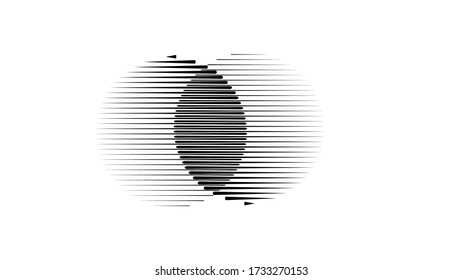 Circle Logo with speed lines.unusual icon Design .Background with Vector stripes .Geometric shape.