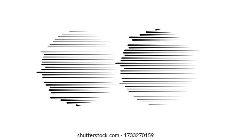 Circle Logo with speed lines.unusual icon Design .Background with Vector stripes .Geometric shape.