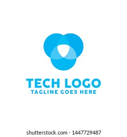 Circle Logo For Technology Design With Colorful Style Concept. Bubble Logo Company with Modern Digital App and Network Symbols Concept. Connect Icon for Business, Studio, Network, Internet