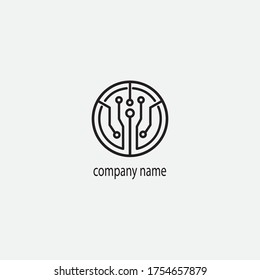 ilustración de línea elegante de la tecnología de logotipo de círculo. diseño vectorial